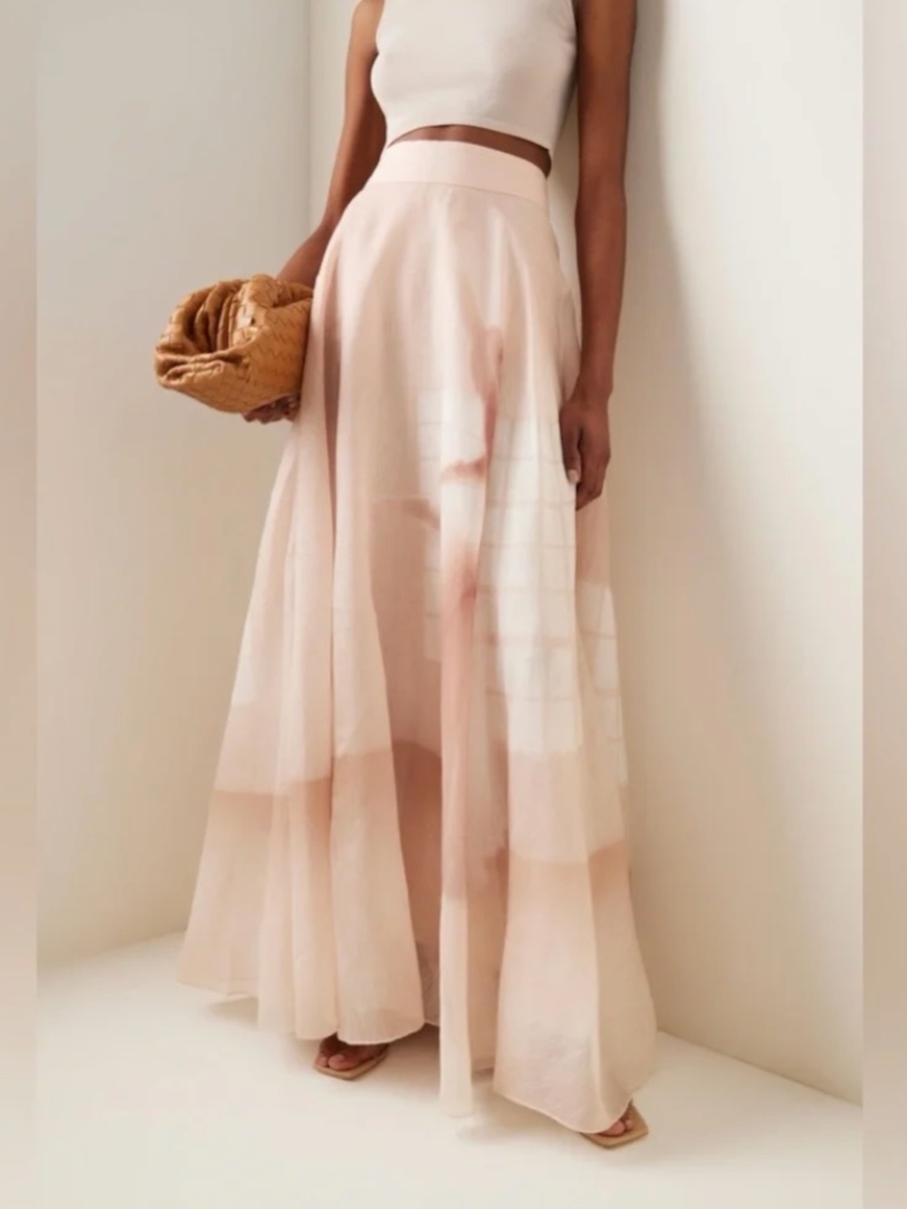Zimmermann Dancer Ballerina Print Maxi Skirt Silk Linen Pink 0
